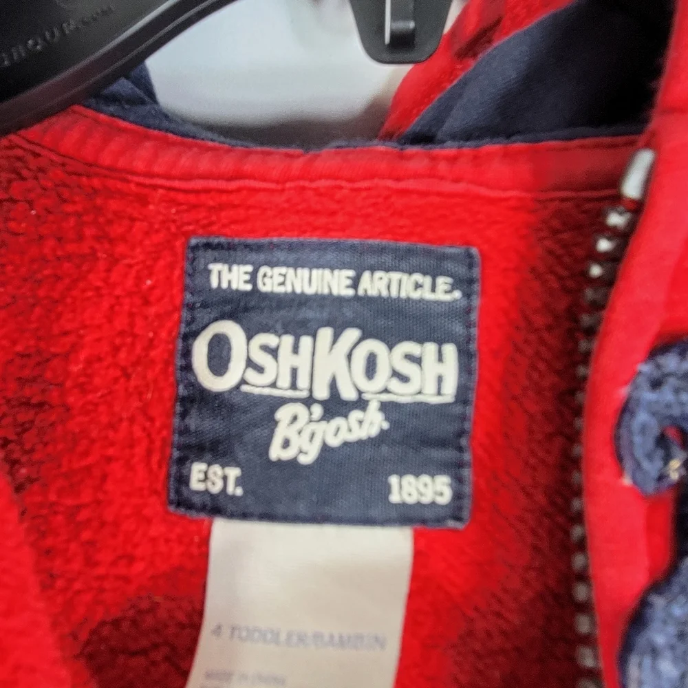OshKosh B'gosh Red Full Zip Hoodie Size 4T